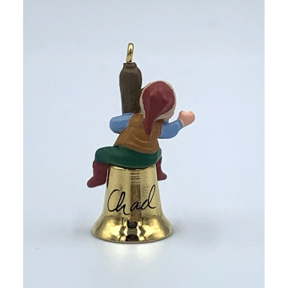 Hallmark Keepsake Miniature Ring-A-Ding Elf‎ on Bell Christmas Ornament 1991